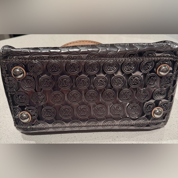Michael Kors Shiny Silver and Tan Satchel - Picture 13 of 14
